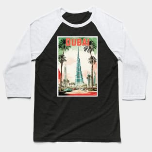 Dubai United Arab Emirates Vintage Travel Tourism Watercolor Baseball T-Shirt